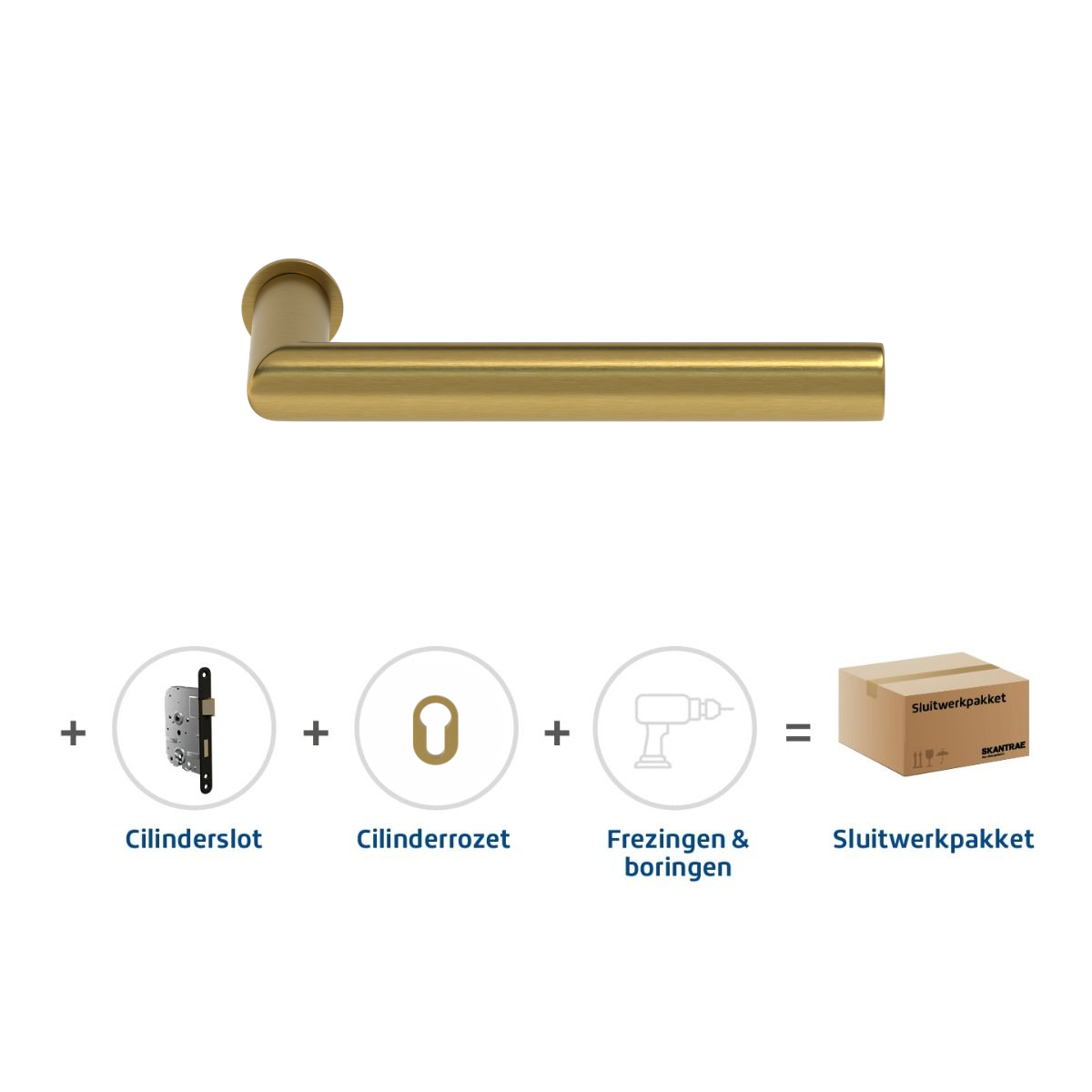Sluitwerkpakketten met Deurkruk Orbit 19 Minimal Mat Messing
